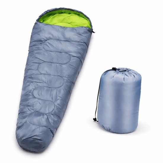 Cheqo® Mummy Slaapzak - Zomerslaapzak - Slaapzak Volwassenen - Slaapzak 1 Persoons - Camping Slaapzak - Outdoor Slaapzak - Festival Slaapzak - Lichtgewicht Slaapzak - Slaapzak Met Capuchon - Geel Grijze Slaapzak van Cheqo — afbeelding 3