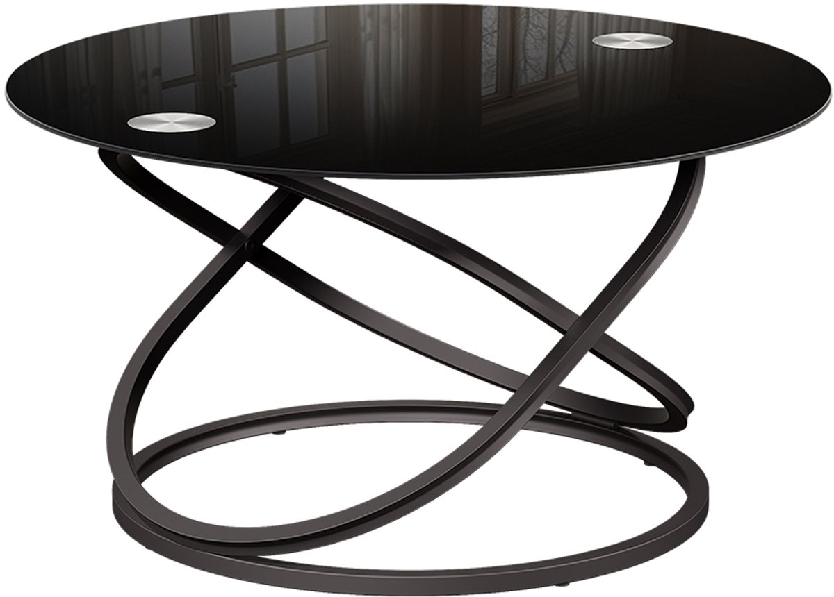 Vicco Calgary Salontafel – 79.5 x 46.5 cm met glazen oppervlak Zwart hoogglans