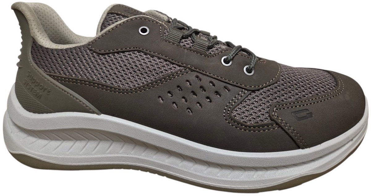 Grisport Heren Veterschoen Mesh Leer Combi Donker Taupe 44701/11