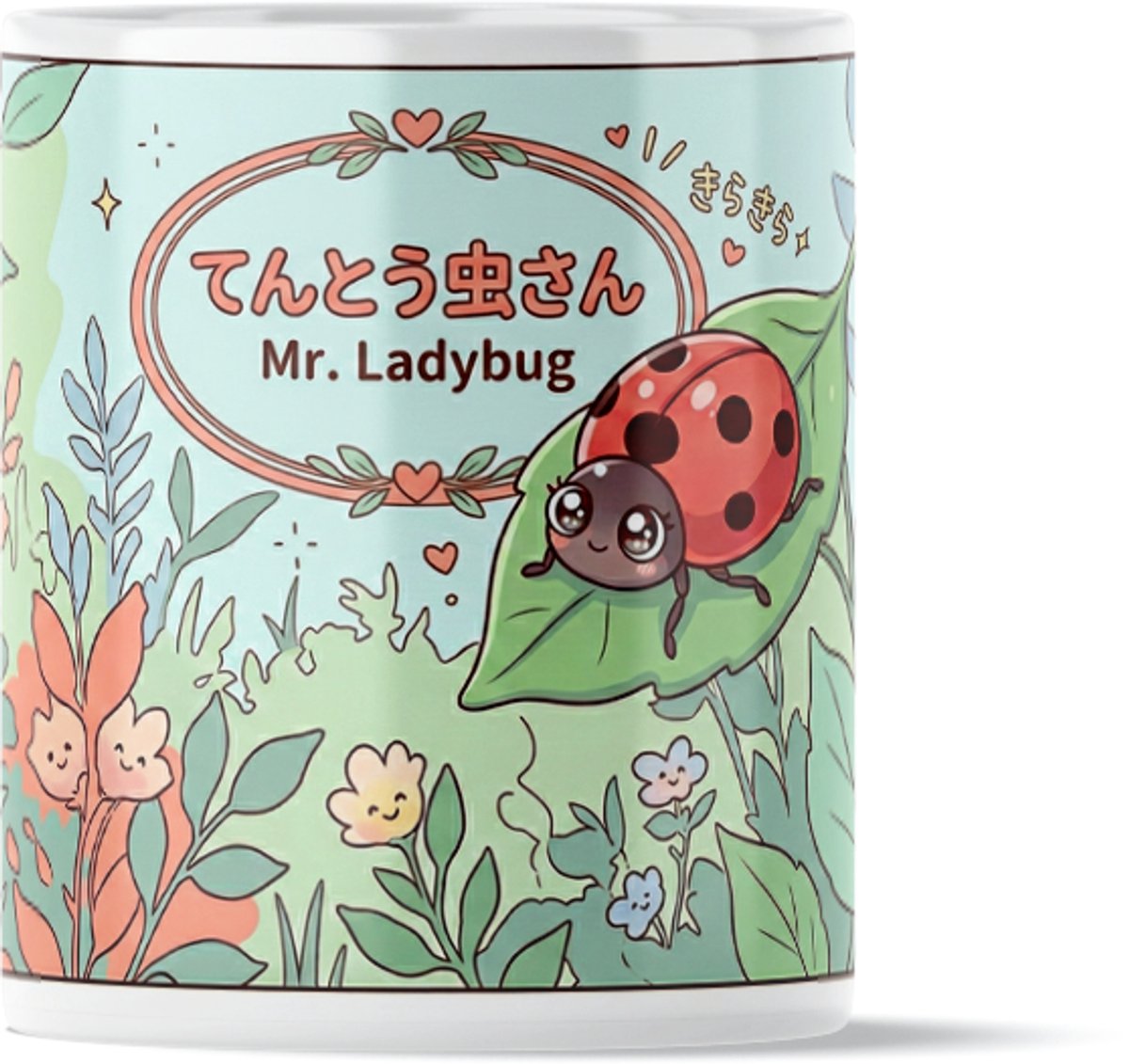 Kawaii Lieveheersbeestje Mok Cadeau voor haar: Vrouw Vriendin of Collega – Schattige Mr. Ladybug Koffiemok – Japanse Stijl Illustratie Nature – Gelukscadeautje Kantoor – Tekenfilm Insect op Blad – Verjaardagscadeau Meisjes – Vrolijke Thee Beker Werk