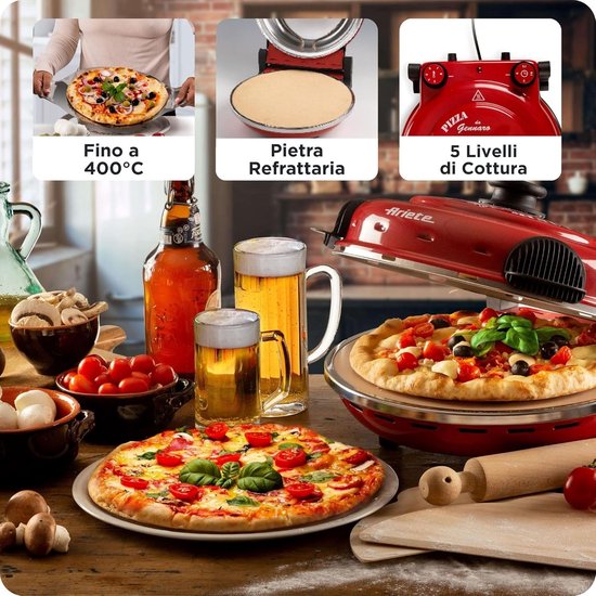 Pizza Oven Klein - Pizza in 4 Minuten - Pizzaoven - 400 Graden - Bakken in 4 inch - Rood 919, 34 x 30 x 19 cm; 3,94 kg — afbeelding 3