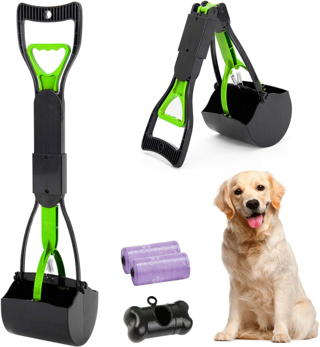 MIRA® Hondenpoepschep - Honden - Hondenpoepzakjes - Groen en Zwart - 8cm x 6cm x 12cm