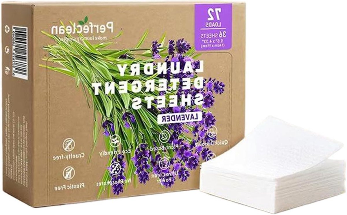 Biologisch afbreekbare wasbladeren voor wasmachine - Eco-wasstrips voor alle wasbeurten - Reiswasmiddel met wasverzachter - Set van 36 stuks.