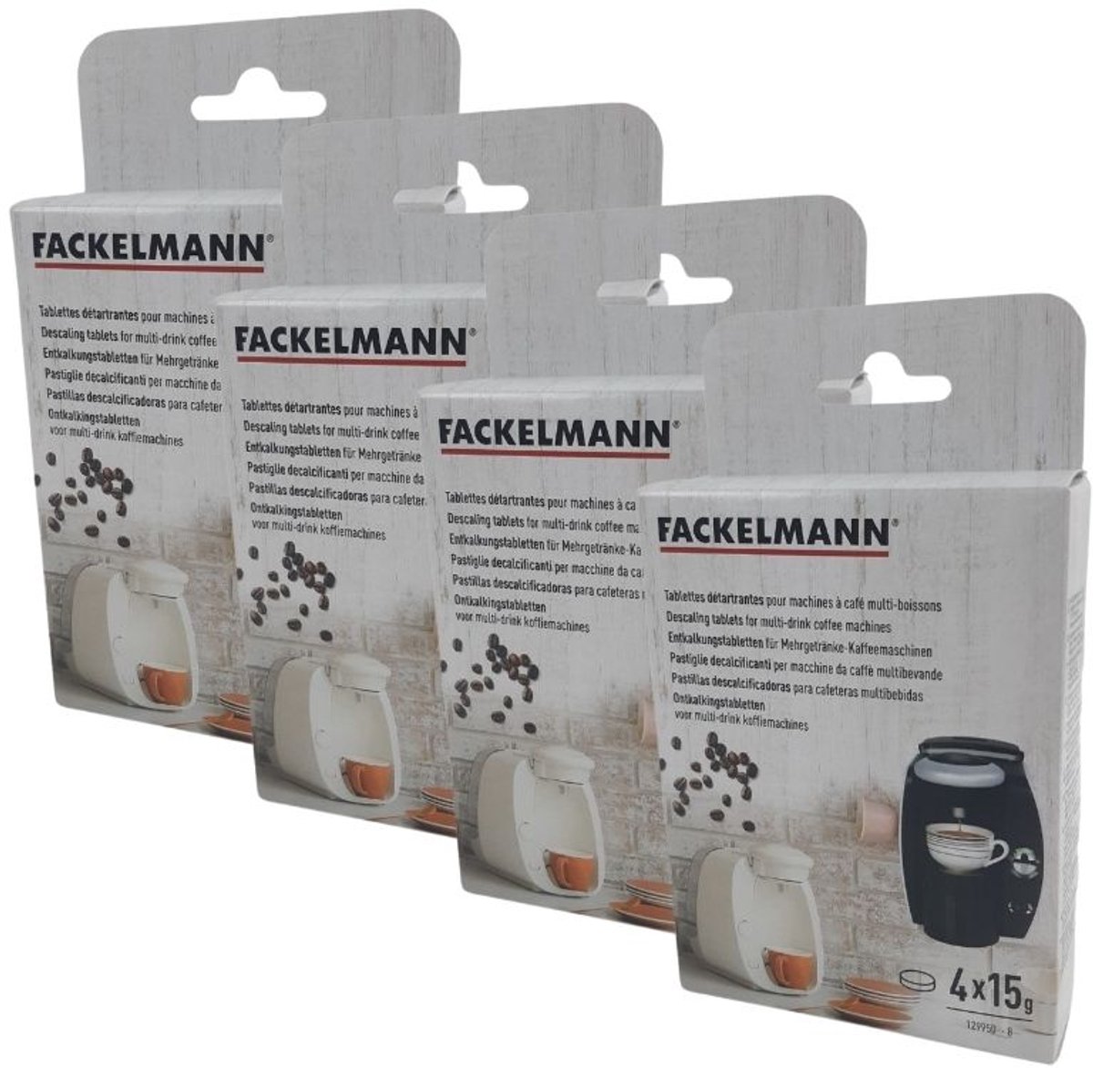 Set van 4 Ontkalkertabletten voor Fackelmann Multi-drankjes Koffiemachines Ontbijt