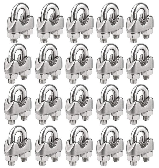 20 Stuks Robuuste RVS Draadkabelklemmen M5 – Perfect Voor Waslijnen, Zonneschermen En Meer!