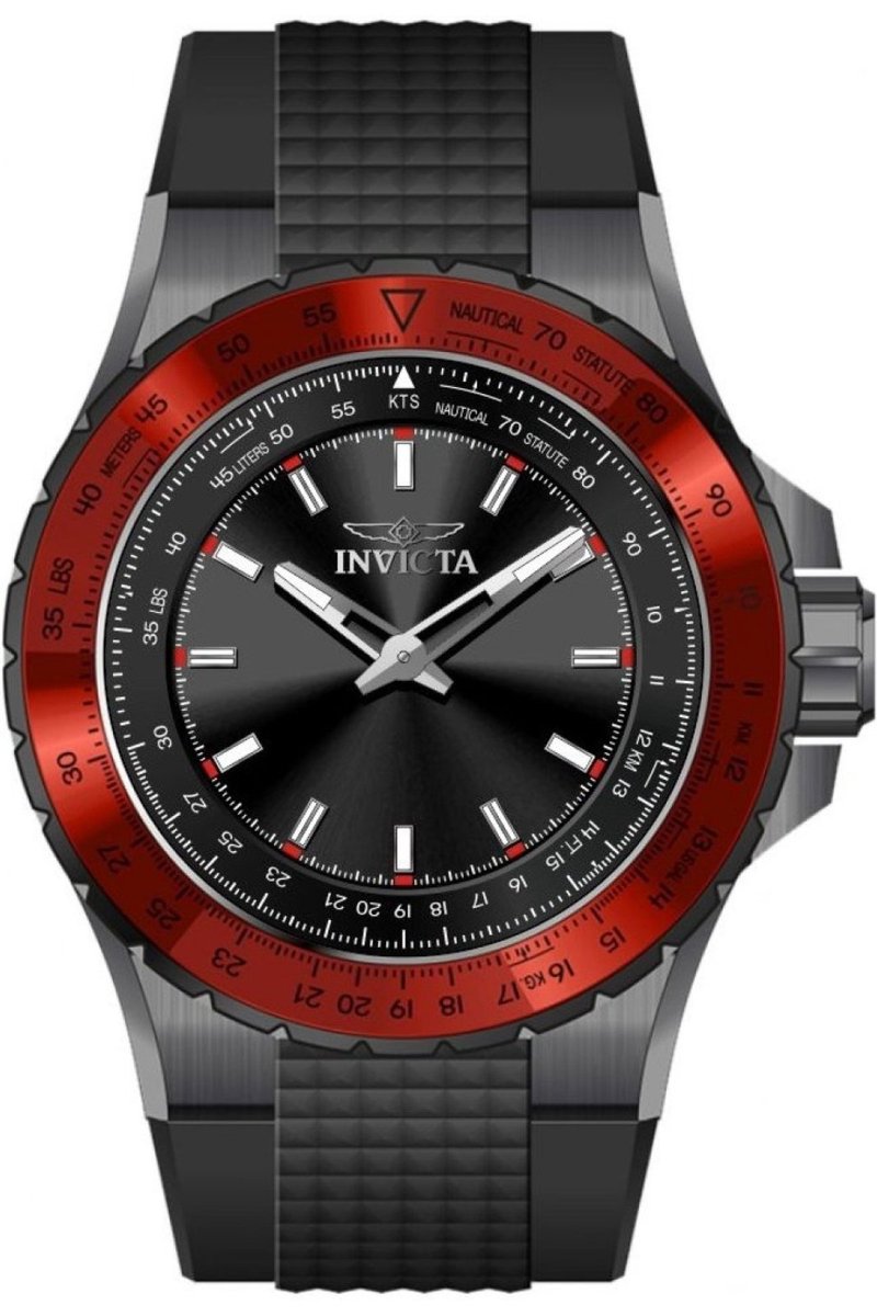 Invicta Aviator 49665 Heren Horloge - Waterdicht - Analoog - Quartz Uurwerk - Roestvrij Staal met zwarte Wijzerplaat - 50mm