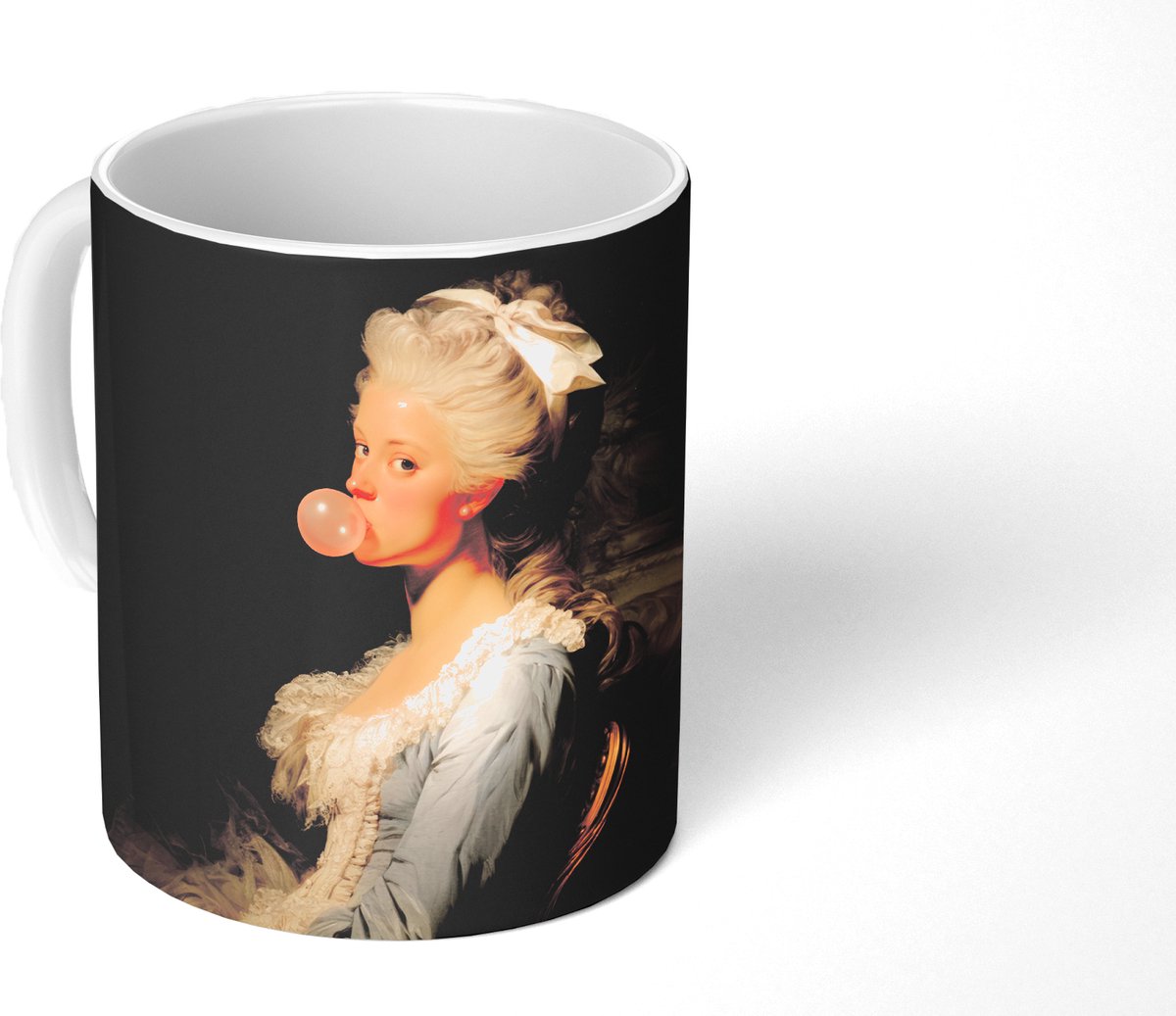 Mok - Koffiemok - Vrouw - Barokjurk - Kauwgom - Mokken - 350 ML - Beker - Koffiemokken - Theemok