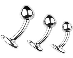 Anale seks trainingsset 3 stuks metalen buttplug, uitgebreide anale seks plug trainer kit mannen en vrouwen volwassen seksspeeltjes cadeau zilver