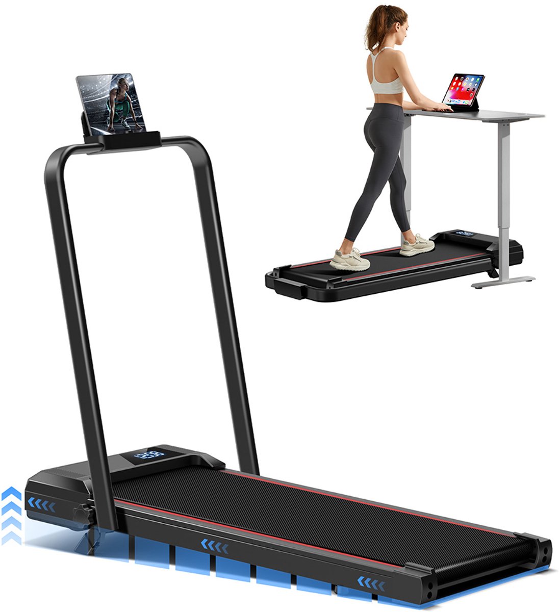 ROBORE SW1F loopmat met 9% helling, 12 km/u, borstelloze motor van 2,5 pk, capaciteit van 136 kg, opvouwbare loopband voor onder het bureau voor thuis en op kantoor