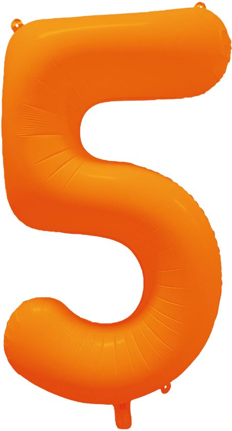 Riethmüller - Folieballon cijfer 5 - neon oranje - 86 cm