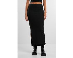 Urban Classics Rib High Slit Dames Maxirok - zwart - M