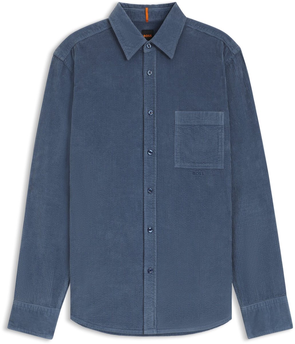 BOSS Orange Overshirt Blauw Corduroy Relegant 10260285 02 50548976/495