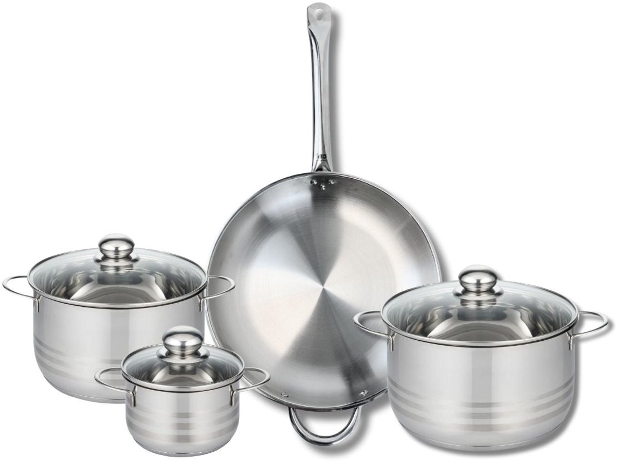 Set van 1 Koekenpan 32 cm en 3 kookpotten 14, 20 en 24 cm Elo Profi Brillant