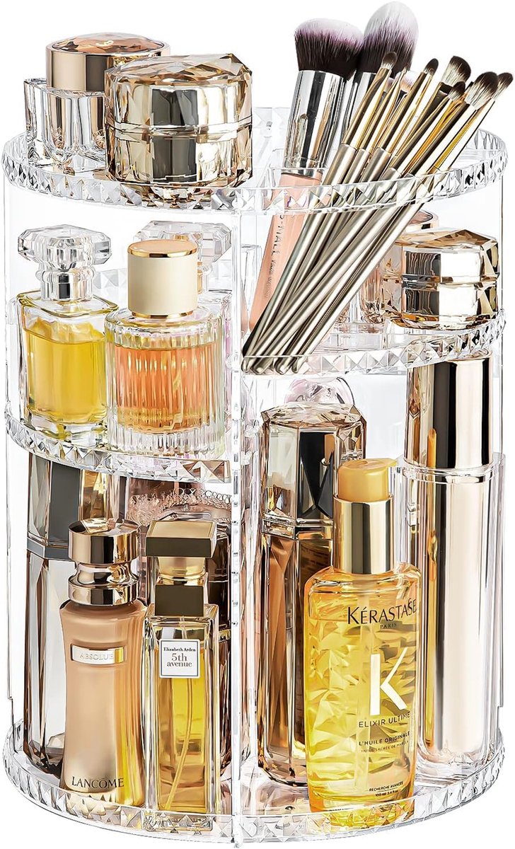 Ynkkvre - 360° Draaibare Make-up Organizer – Acryl Transparante Cosmetica Opbergdoos – 8 Lagen Grote Capaciteit Make-up Organizer voor Meisjes en Vrouwen