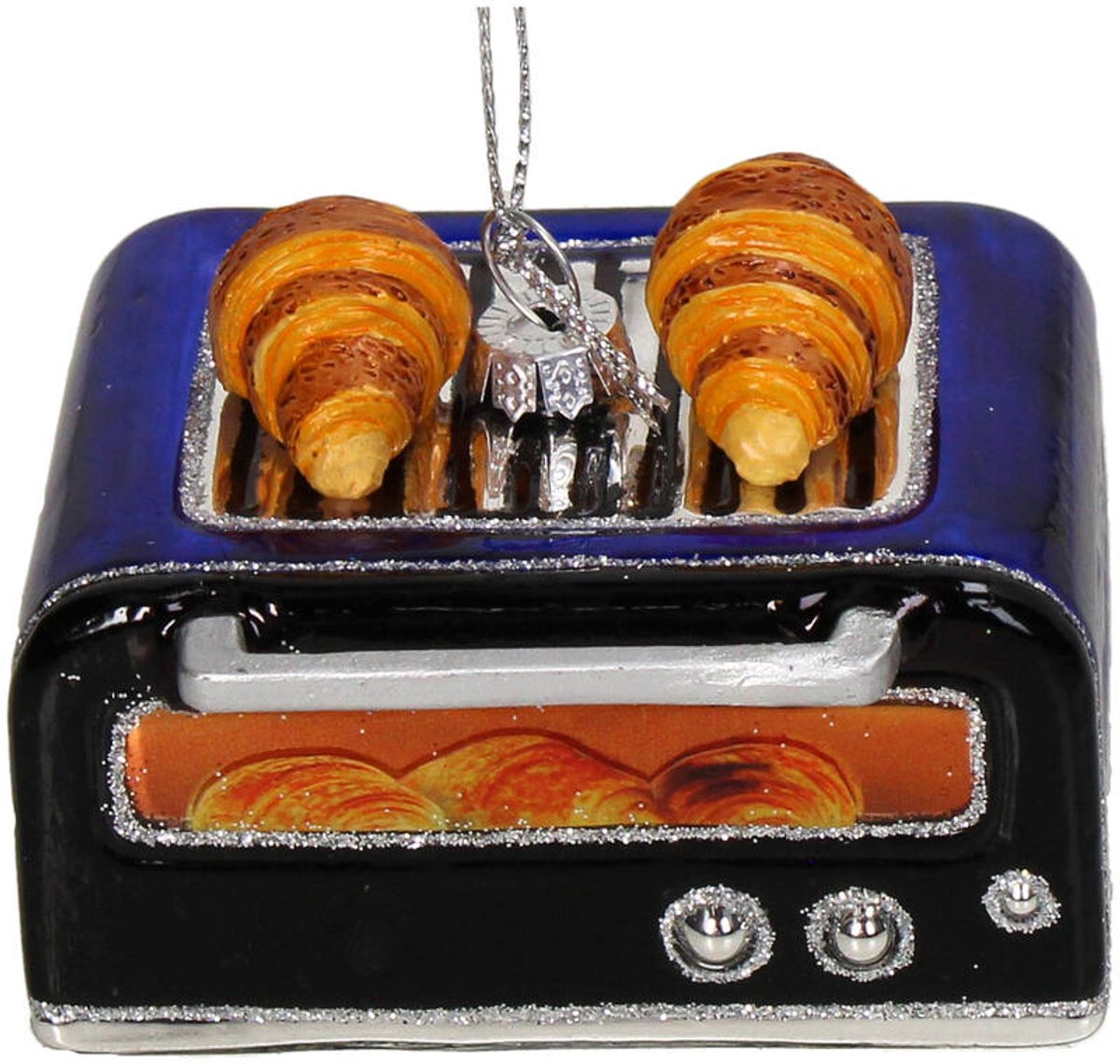 HD Collection Glazen kerstornament kerst hanger croissant oven 7.5 cm