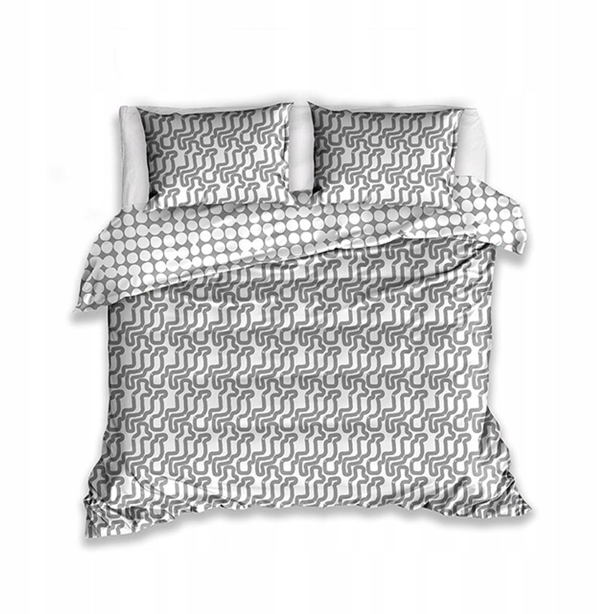 Luxe Katoenen Dekbedovertrekset 200x220cm - Grijs/Wit
