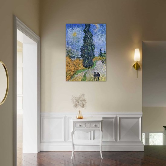 Affiche Vincent van Gogh - Route de campagne en Provence la nuit 50x70 cm