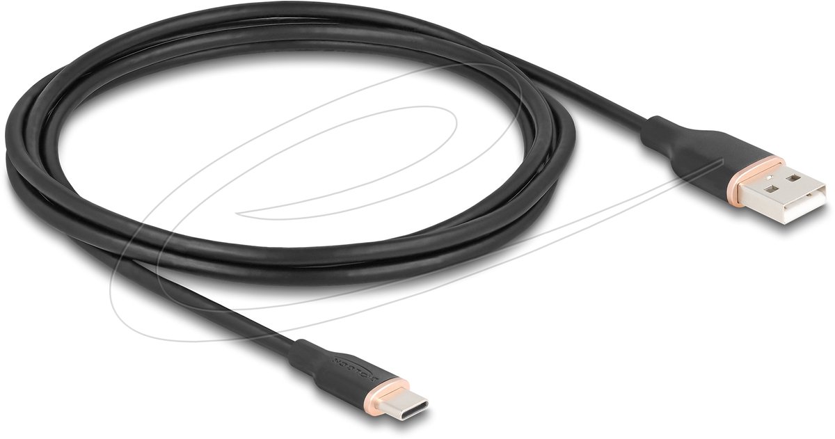 Delock USB 2.0 Cable USB Type-A male to USB Type-C™ male 2.5 m black Silicone
