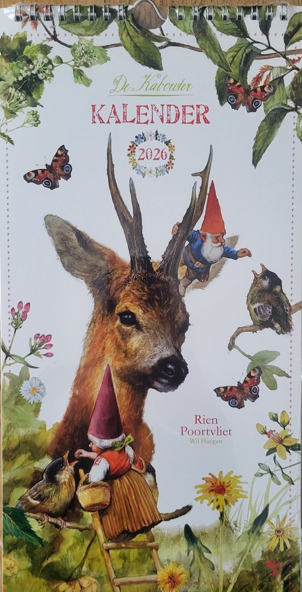 Kalender 2026 De Kabouter Rien Poortvliet - Maandkalender met leuke afbeeldingen van kabouters - sprookjes