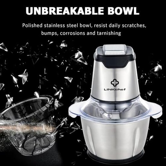 Mini Food Chopper 400W - Elektrische Groentehakker en Babyvoeding Chopper met Roestvrijstalen Kom van MINI — afbeelding 5