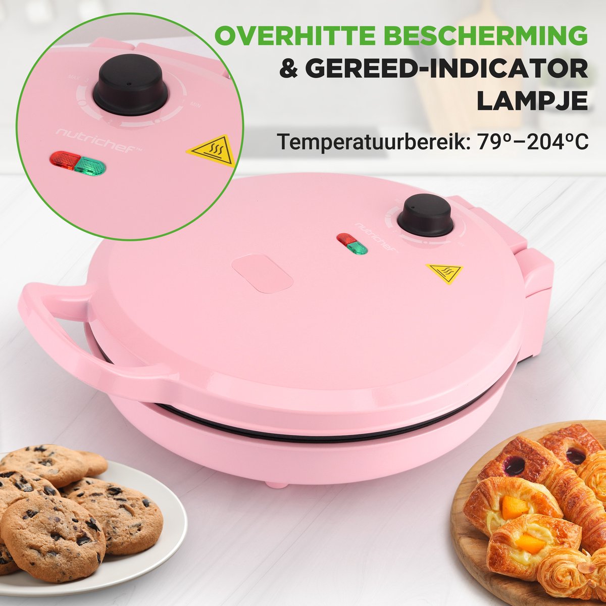 NutriChef Four à Pizza Électrique 1500W - Appareil De Cuisson Antiadhsif 30 Cm Prpare Pizzas Maison Oeufs Tartines Plus Compact Poignes F Rose Bleu  2e7754ff Cf1c 59b2 93fd C58b8ac805f5