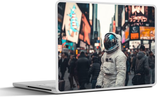 Laptop sticker - 11.6 inch - Stad - Mensen - Astronaut - Wit - 30x21cm - Laptopstickers - Laptop skin - Cover