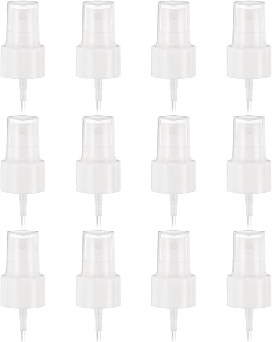 Image of 12 stuks witte sproeikoppen, fijne sproeiverstuiver 24/410, herbruikbare kunststof pompkop voor etherische oliën, haar- en body sprays, reserveonderdelen