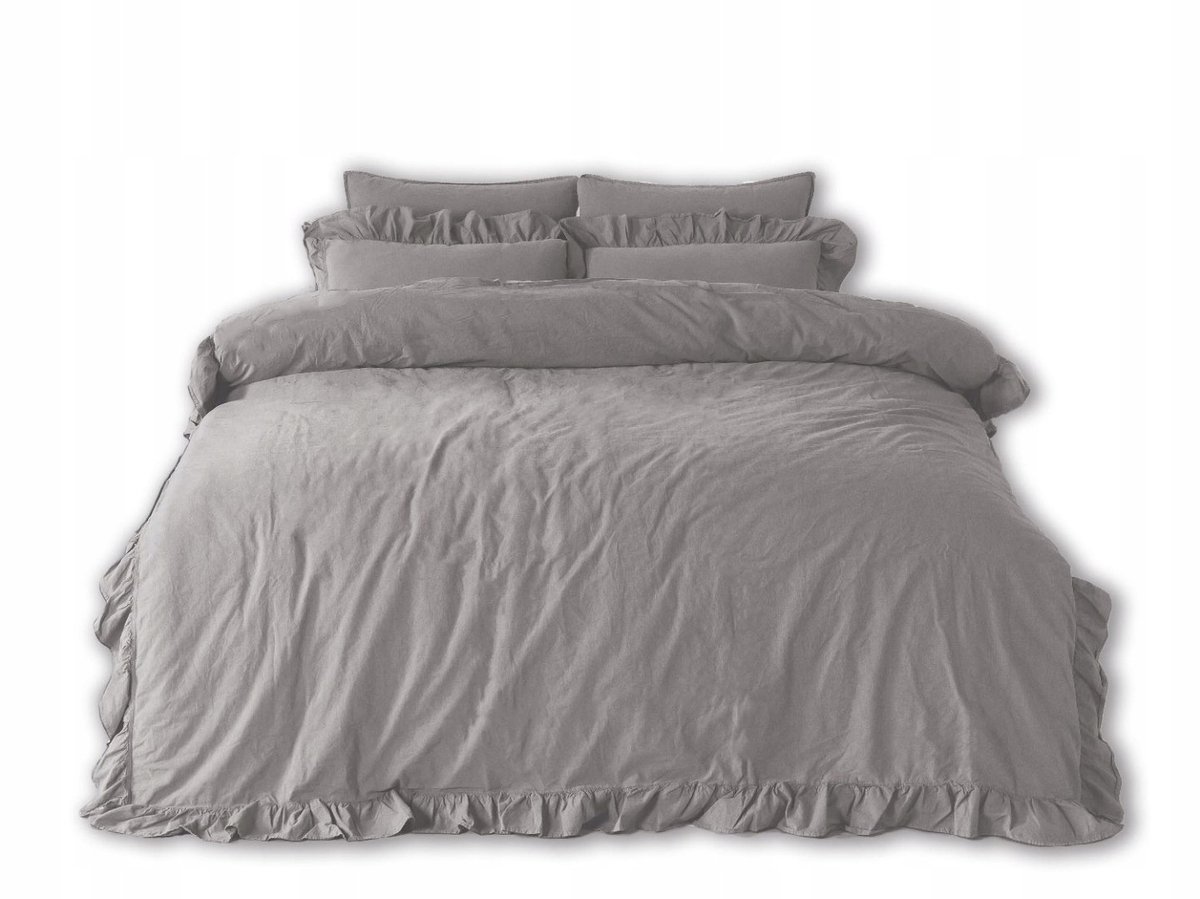 Luxe Katoenen Dekbedovertrekset OPAAL GRIJS 160x200cm Stonewashed
