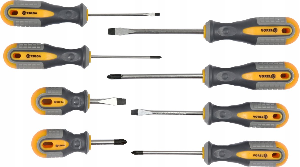 Vorel Schroevendraaierset 8 Delig Plat & Kruiskop Magnetisch