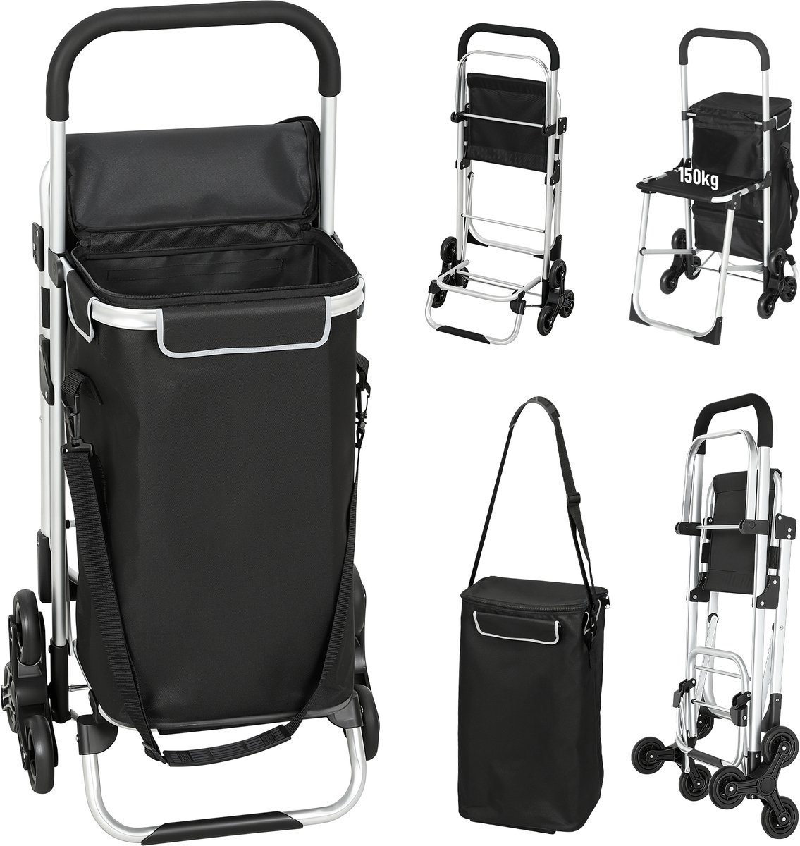 4goodz boodschappenkar - trolley 40 liter - Zwart