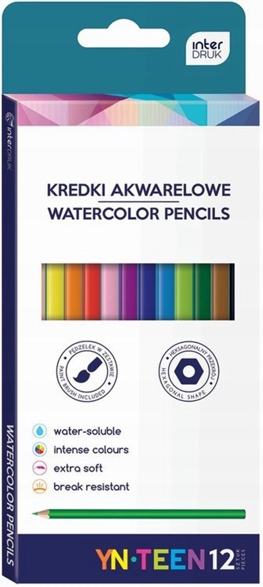 Interdruk Aquarel Kleurpotlodenset - 12 Levendige Kleuren