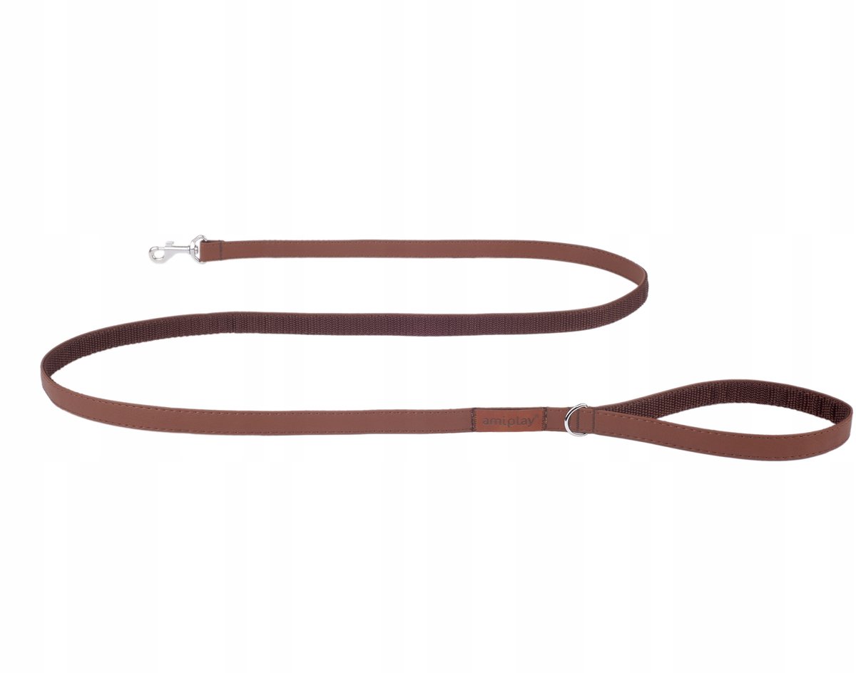 Amiplay New York Hondenriem Leerlook Bruin 140 cm - Maat S