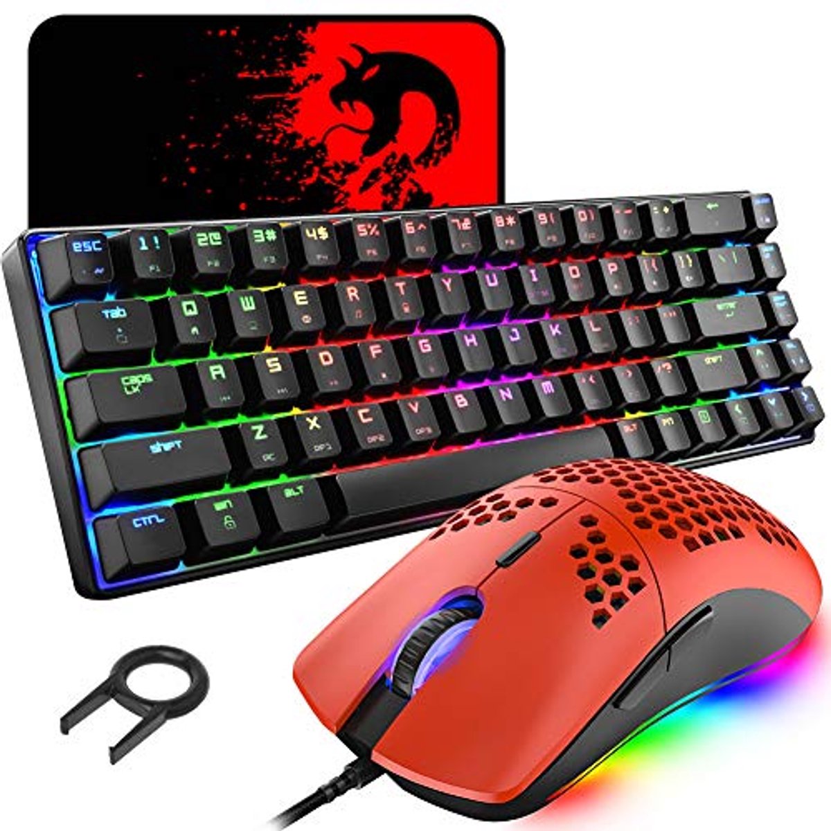 Image of 60% Mechanisch Toetsenbord met RGB Verlichting en Gaming Muis Set - 68 Keys, 6400 DPI, Ultralicht