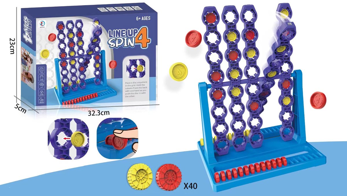 Draaiende 4 op een rij - line up 4 SPIN - Educatief spel voor 2spelers