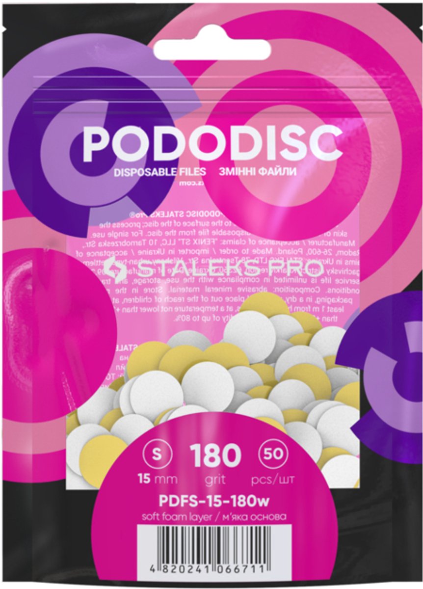 Staleks PODODISC PDFS-15-180 Witte refillpads 50 Stuks maat S (15mm) Grit 180