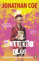 Boekomslag 'The Rotters' Club' met jongen in schooluniform en sigaret. Tekst: Jonathan Coe, The Rotters' Club, winnaar Bollinger Everyman Wodehouse Prize.