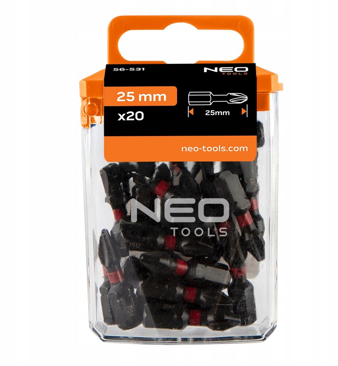 20x PH2 Slagbits 25mm HEX 1/4" S2 Staal
