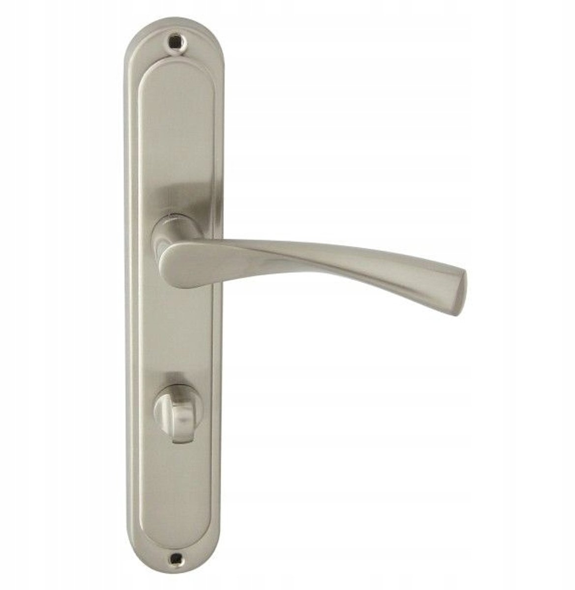 Domino Romana Nikkel Satin WC Deurkruk met Lang Schild 72mm