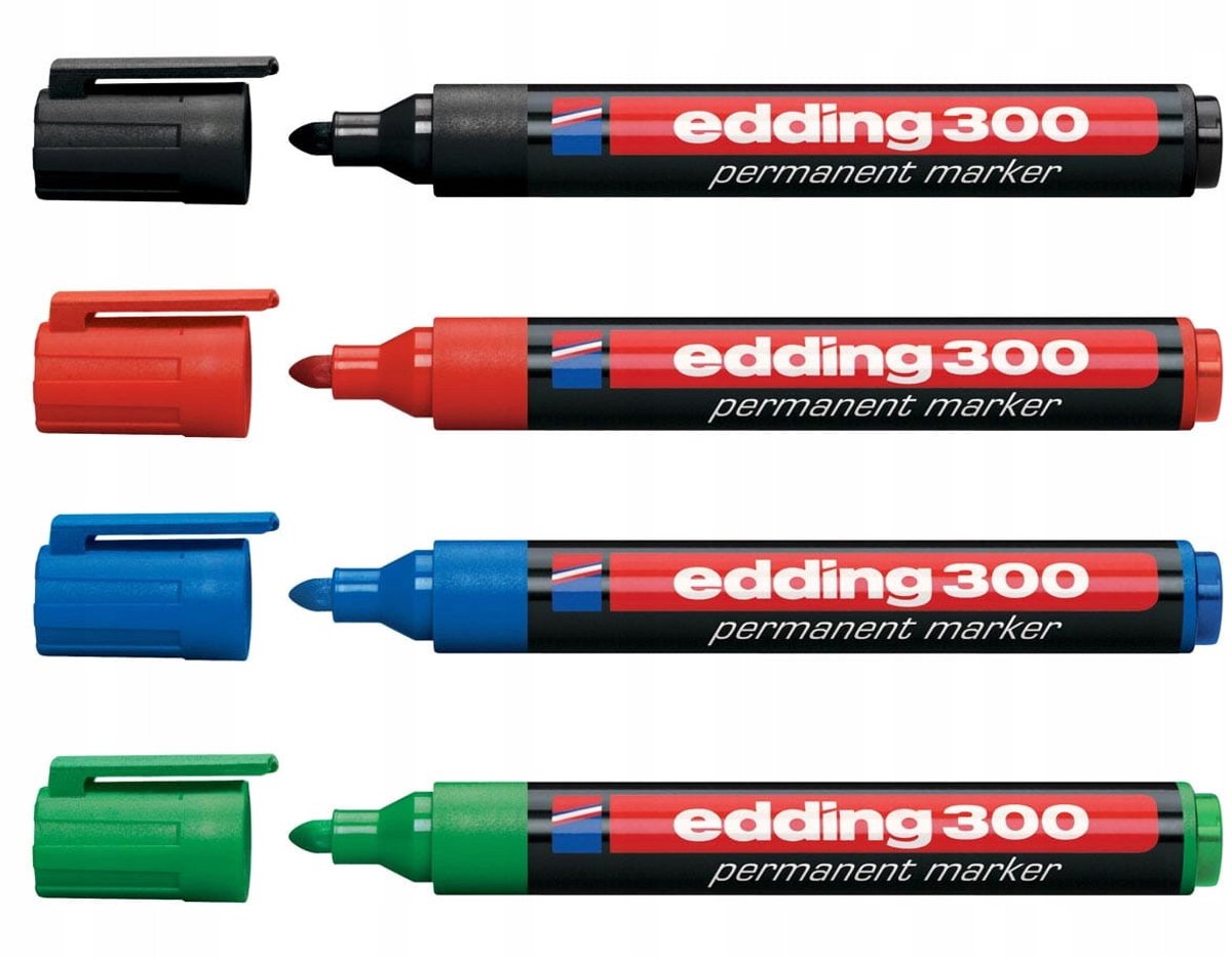 Permanente Markers Set - 4 Kleuren - Rond Punt - Sneldrogend
