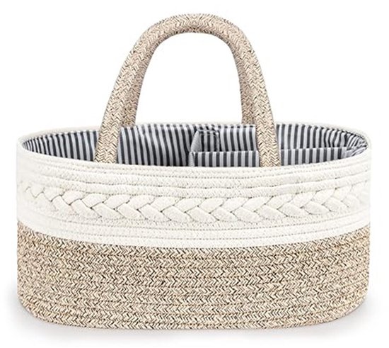 Kraammand - Baby Mand - Met drie vakken - Babyshower - Kraamcadeau meisje of jongen - Mooi, praktisch en overzichtelijk