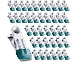 40 stuks clips voor bovengrondse zwembadafdekkingen, roestvrijstalen handdoekklemmen, zwembadklemmen, zware wasknijpers - voor winterafdekkingen, metalen wasknijpers voor strandlakens, wasgoed - donkergroen