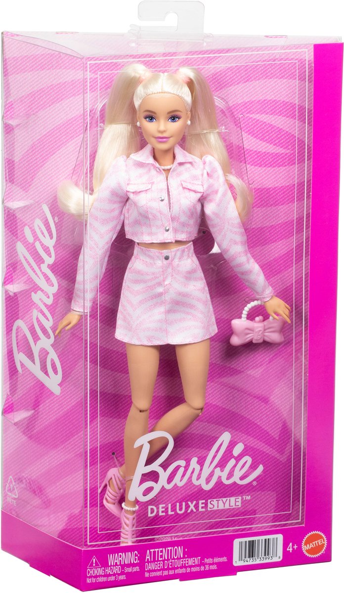 Barbie Deluxe Stijl - Roze Denim Jasje met Bijpassende Rok - Modepop — afbeelding 5
