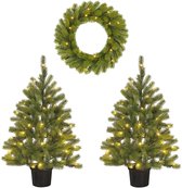 Set van 3 12 inch Pre Lit batterij geëxploiteerd LED Mini kerstboom Set van 3 12 inch Pre Lit batterij geëxploiteerd LED Mini kerstboom