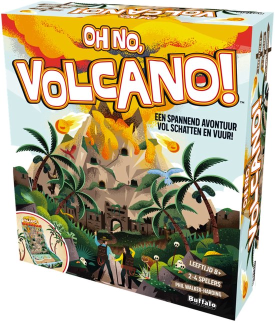 Oh No Volcano - Nederlandstalig spel - Voor het hele gezin - 2-4 Spelers - Gebruik je kaarten en beklim de vulkaan