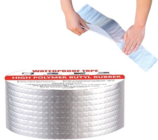 Butyl-tape, 5 cm x 5 m, waterdicht, 1,5 mm dik, zelfklevend, aluminium afdichtingstape, voor dak, muur, raam, buis, vloer enz