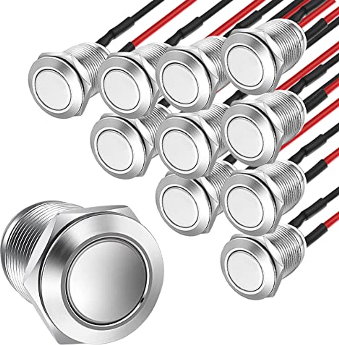 10 Stuks Waterdichte Drukknop Momentary 12mm Voorbedraad