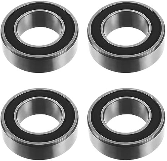 4 Stuks F6003 Kogellagers – 20 X 35 X 11 Mm, Dubbelzijdig Rubberen Afdichtingen, Chroomstaal, Voor Kruiwagens, Trolleys, Aanhangers En Industriële Machines, Zwart
