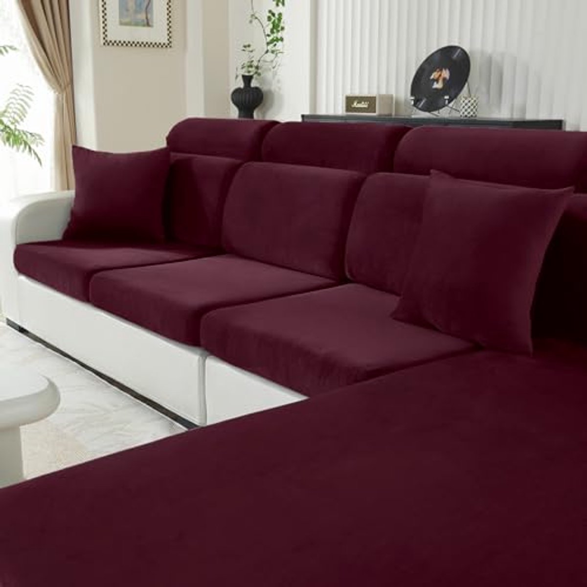 Fluwelen Stretch Bankhoes Universeel - Antislip Meubelbeschermer voor 3-zits Sofas