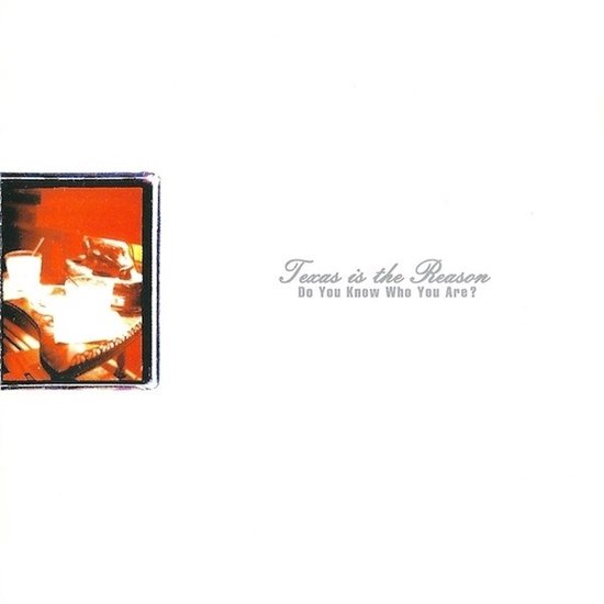 Albumhoes 'Texas is the Reason - Do You Know Who You Are?' met een close-up van een telefoon in een oranje kader.
