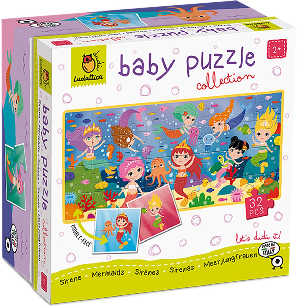 Ludattica educatief baby puzzelspel zeemeerminnen karton 32-delig.